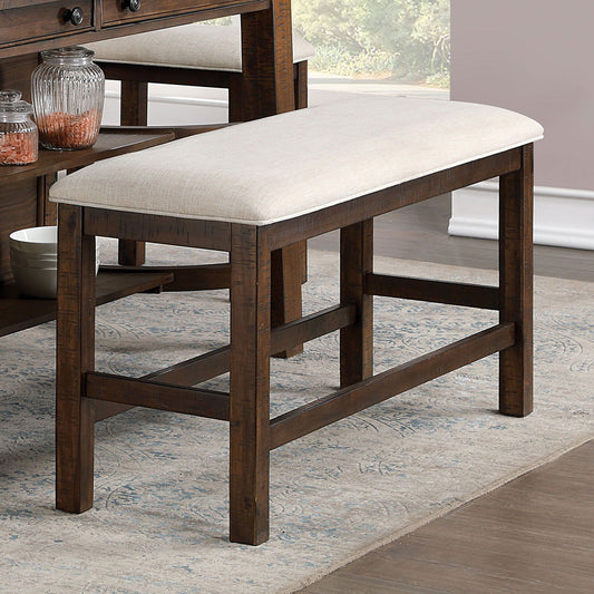 Fredonia - Counter Height Bench - Rustic Oak / Beige