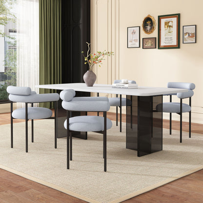 Contemporary Upholstered Armchair Dining Chairs With Metal Legs (Set of 2) Noble House