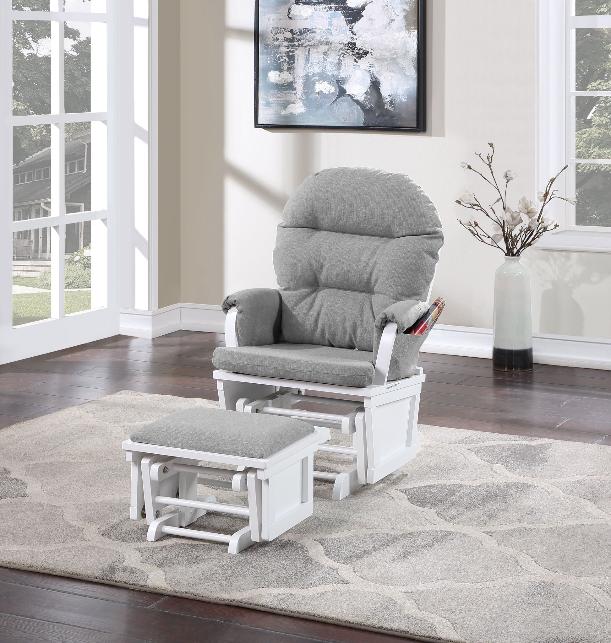Madison - Glider & Ottoman - White Base Suite Bebe
