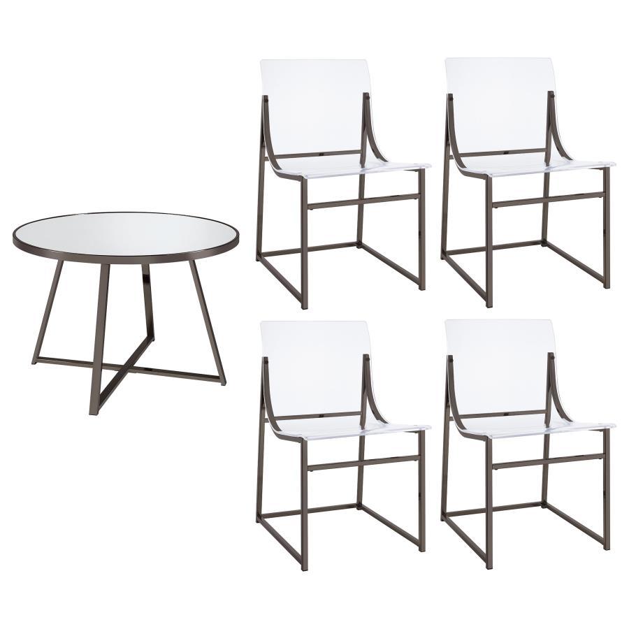 Jillian - 5 Piece Round Mirror Top Dining Set - Black Nickel CoasterEveryday