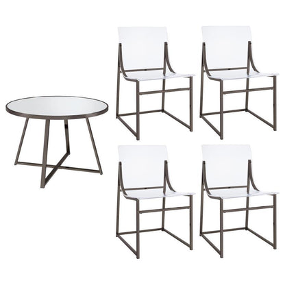 Jillian - 5 Piece Round Mirror Top Dining Set - Black Nickel CoasterEveryday