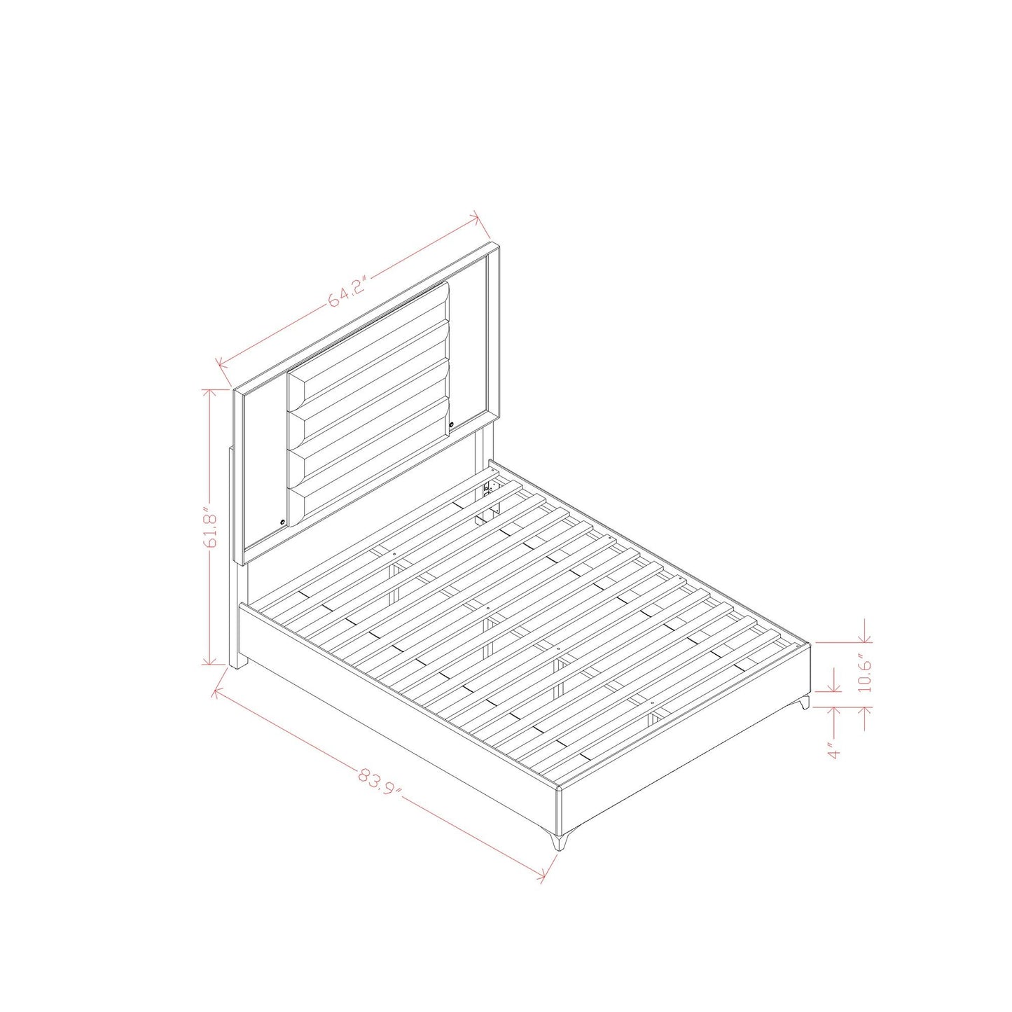 Star - 5 Pieces Bedroom Set Modern Design With LED Global Furniture USA