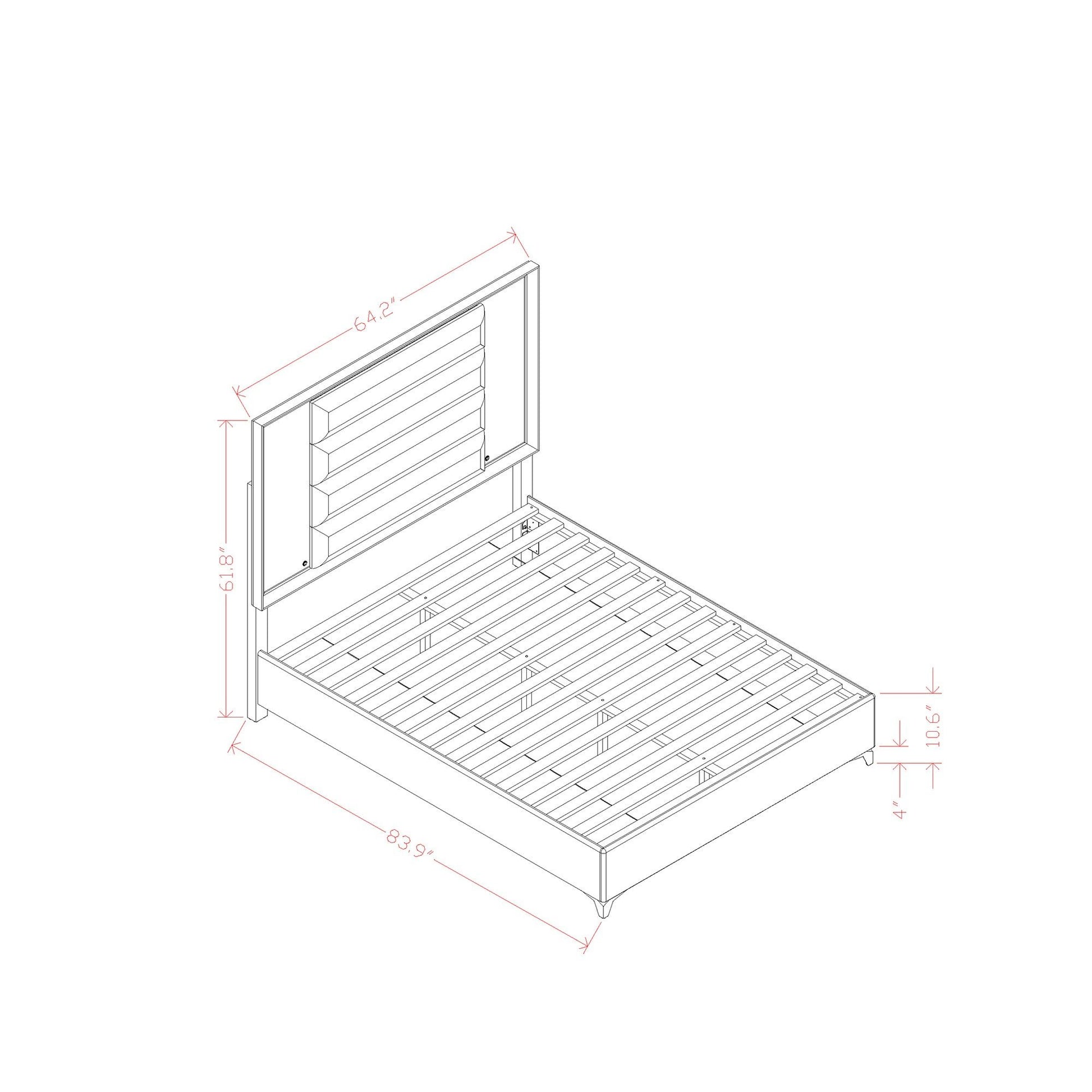 Star - 5 Pieces Bedroom Set Modern Design With LED Global Furniture USA