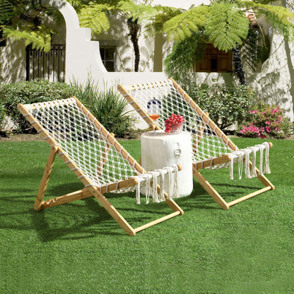 Bamboo Weaving Chair Set With Handwoven Rope For Patio And Living Spaces - Natural Home Essentials