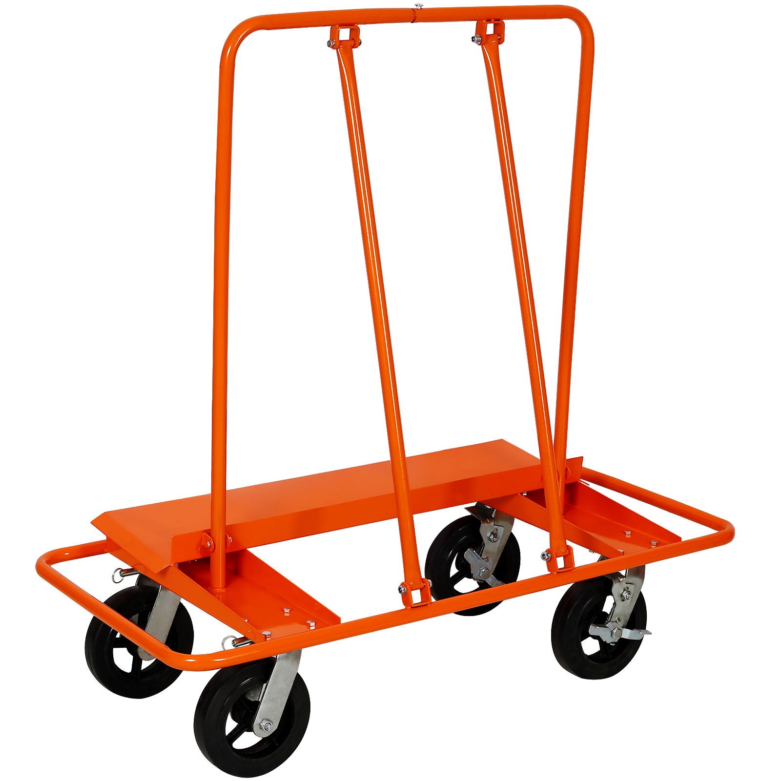 Heavy Duty Drywall Sheet Cart & Panel Dolly With 2400Lbs Capacity, Mold On Rubber Wheels, Steel Construction - Orange Daily Nest