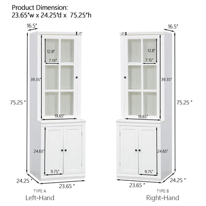 Retro Style Hutch Cabinet With Glass Door, China Cabinet For Home Hearth and Haven
