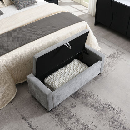 Upholstered Storage Ottoman Bench With Button Tufting And Safety Hinge Home Essentials