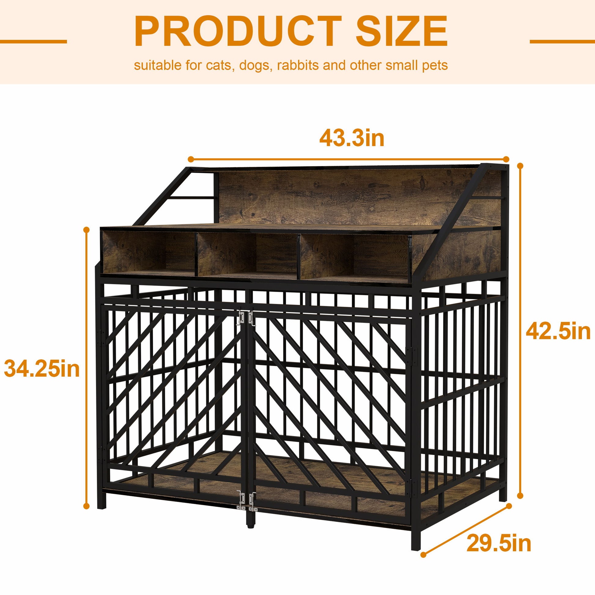 Wooden Dog Crate Furniture With Divider And Storage Drawers For Large Dogs - Rustic Brown Daily Nest
