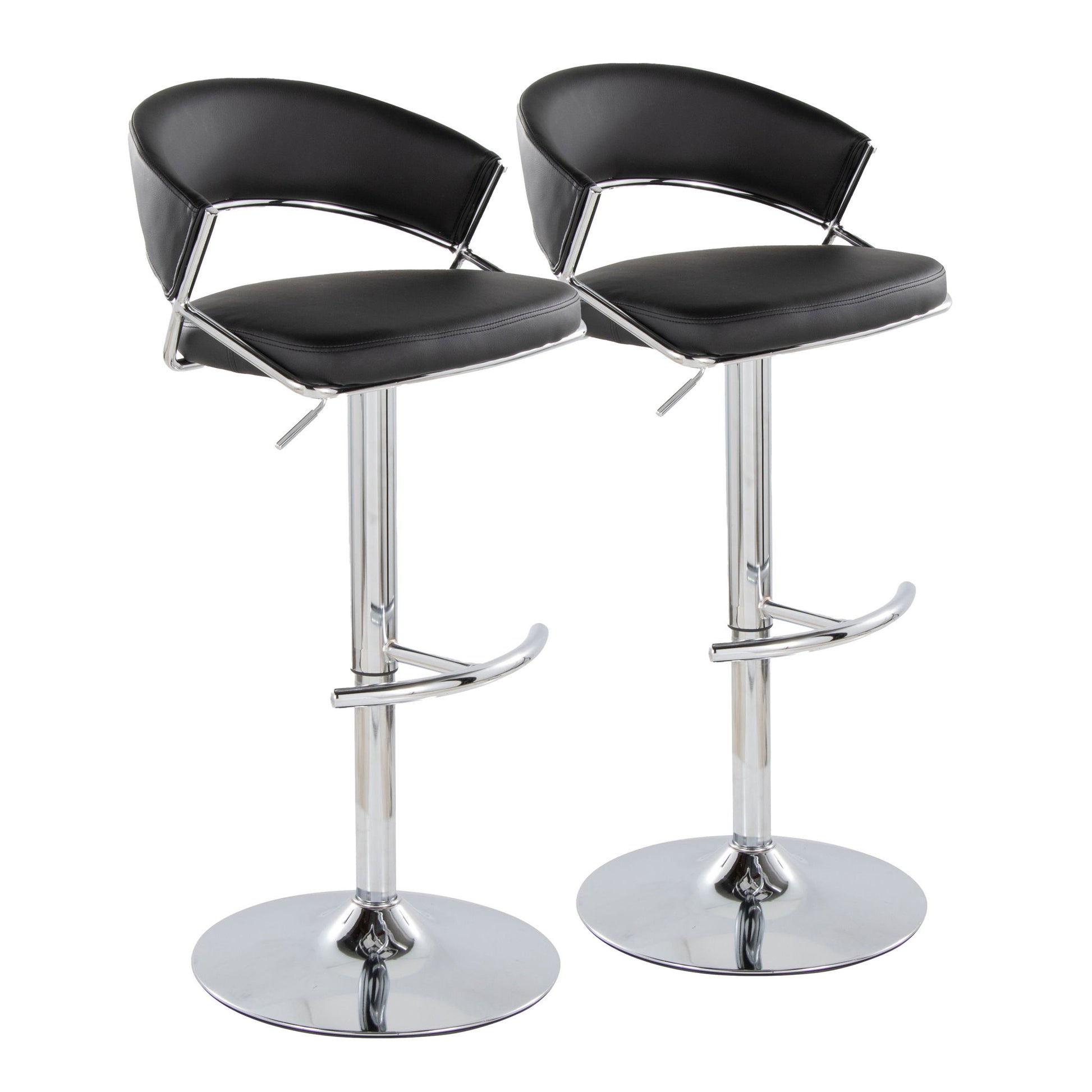 Jie - Contemporary Adjustable Barstool With Swivel & Rounded T Footrest (Set of 2) Lumi Source
