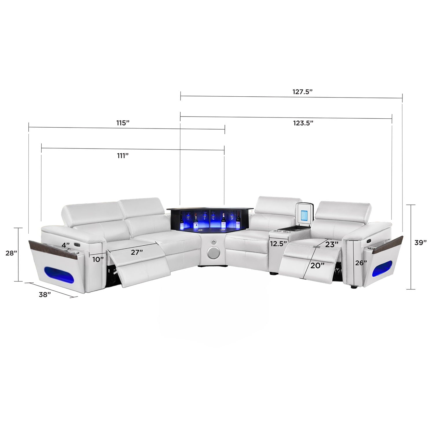 Nova - Sectional With Bluetooth Speaker, LED And Lifting Wine Cabinet Matrix Furniture Group