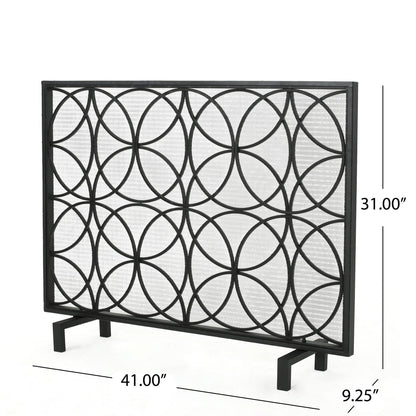 Thayer - Single Panel Iron Fireplace Screen With Geometric Design Noble House