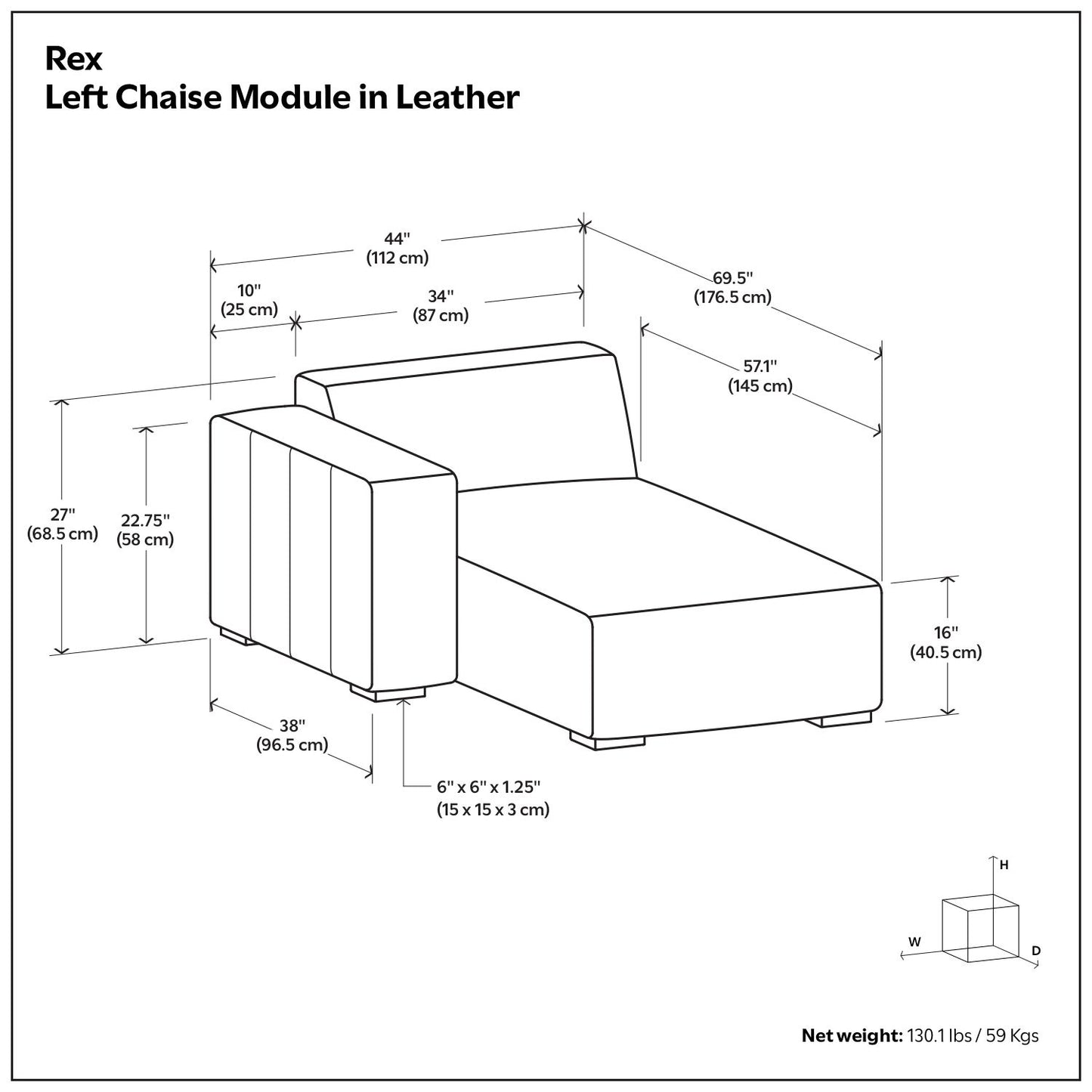 Rex - Chaise Sofa Module Simpli-Home