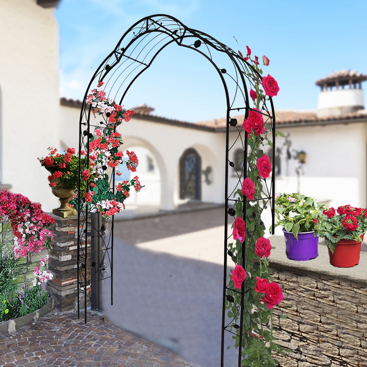 Metal Garden Arch Assemble Freely With 8 Styles Garden Arbor Trellis Climbing Plants Support Rose Arch