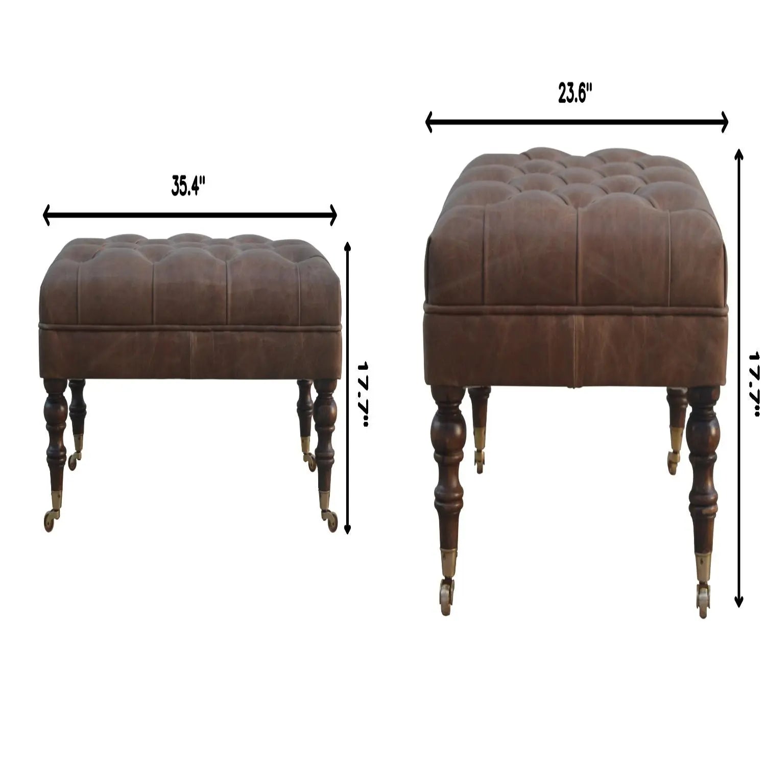 Buffalo - Leather Ottoman With Castor Legs Artisan Furniture