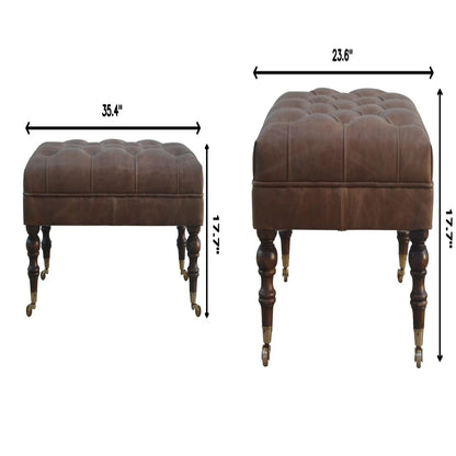 Buffalo - Leather Ottoman With Castor Legs Artisan Furniture