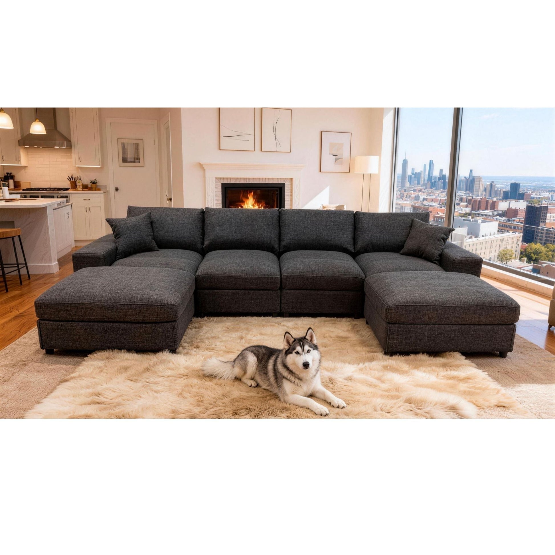 Sectional Sofa With 2 Ottomans And Toss Pillows Home Essentials
