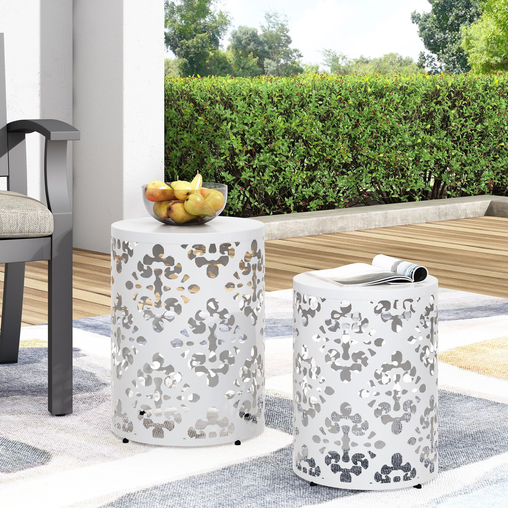 Outdoor Metal Modern Design End Table Noble House