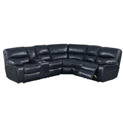 Power Motion Reclining Sectional Sofa With Console Cup Holders And USB Charging Port - Blue Home Essentials