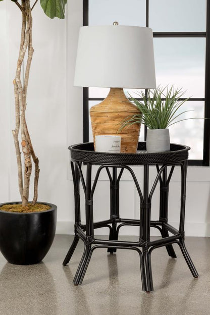 Antonio - Round Rattan Tray Top Accent Side Table