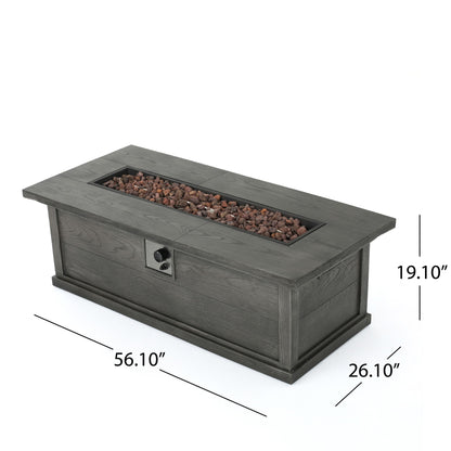 Transitional Rectangular Outdoor Propane Fire Pit With 50,000 Btu Noble House