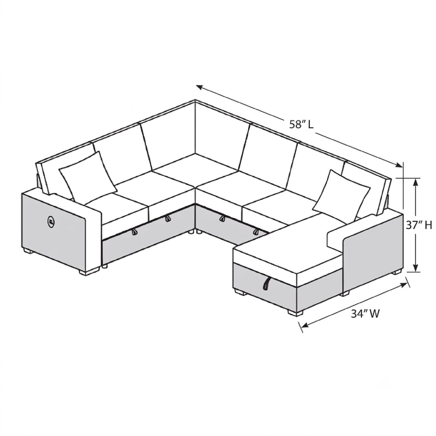 Convertible Sectional Upholstered Sleeper Sofa With Storage Chaise Home Essentials