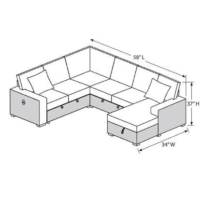 Convertible Sectional Upholstered Sleeper Sofa With Storage Chaise Home Essentials