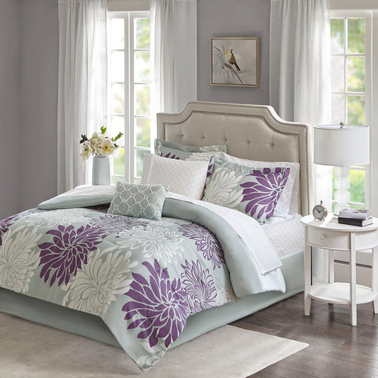 Maible - California King Complete Comforter And Sheet Set - Purple