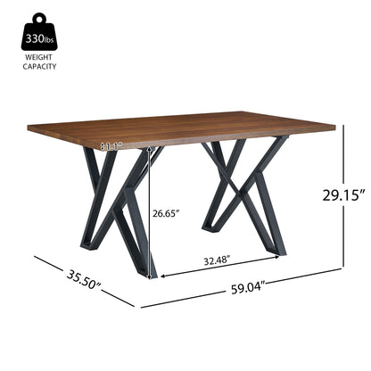 Industrial Style Indoor Dining Table With Metal Legs - Walnut / Black Noble House