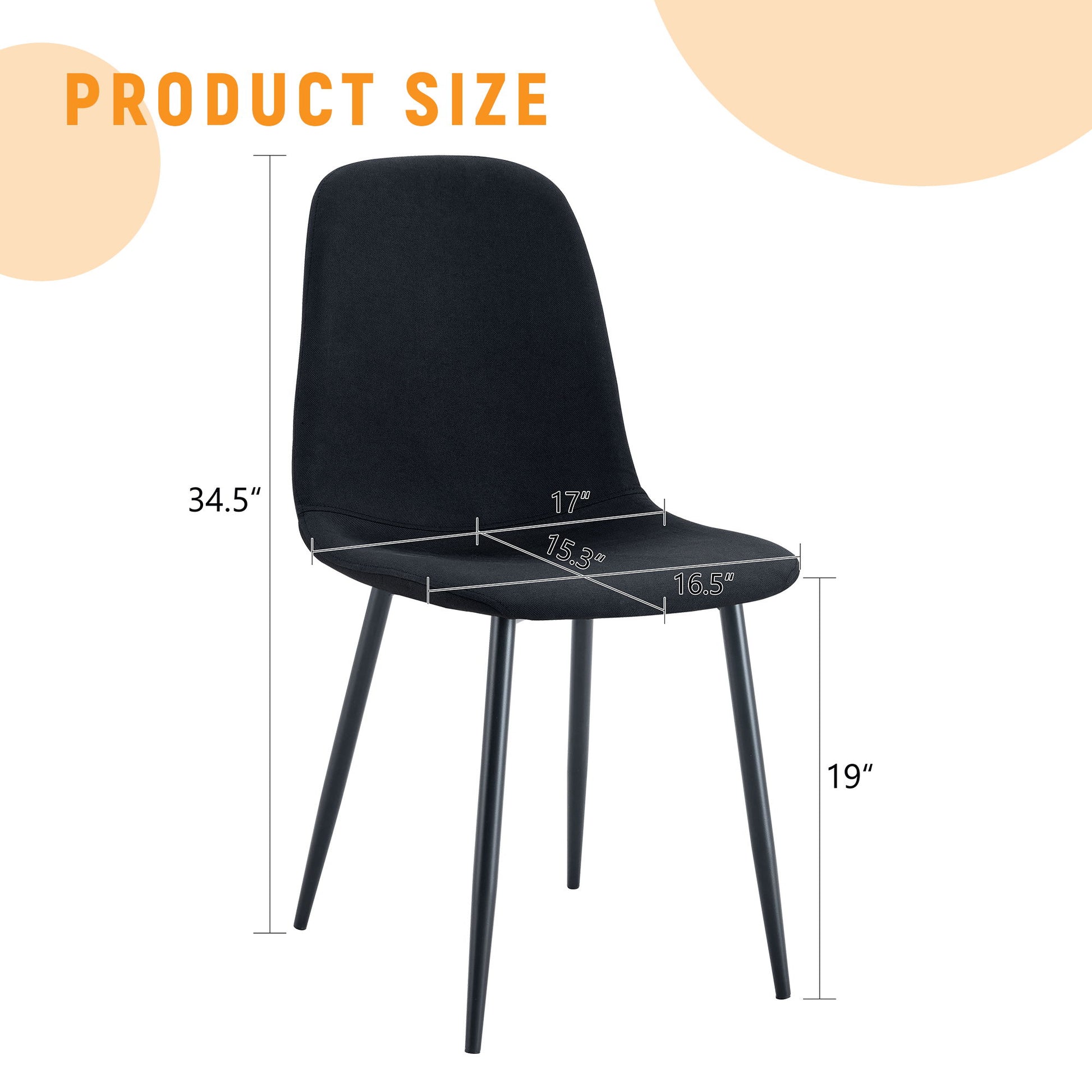 Modern Medieval Style Cushioned Side Chairs Set With Black Metal Legs For Kitchens Home Essentials