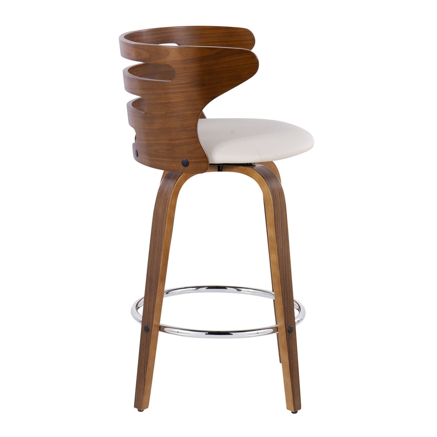 Cosini - Mid Century Modern Fixed Height Barstool With Swivel With Round Footrest (Set of 2) Lumi Source