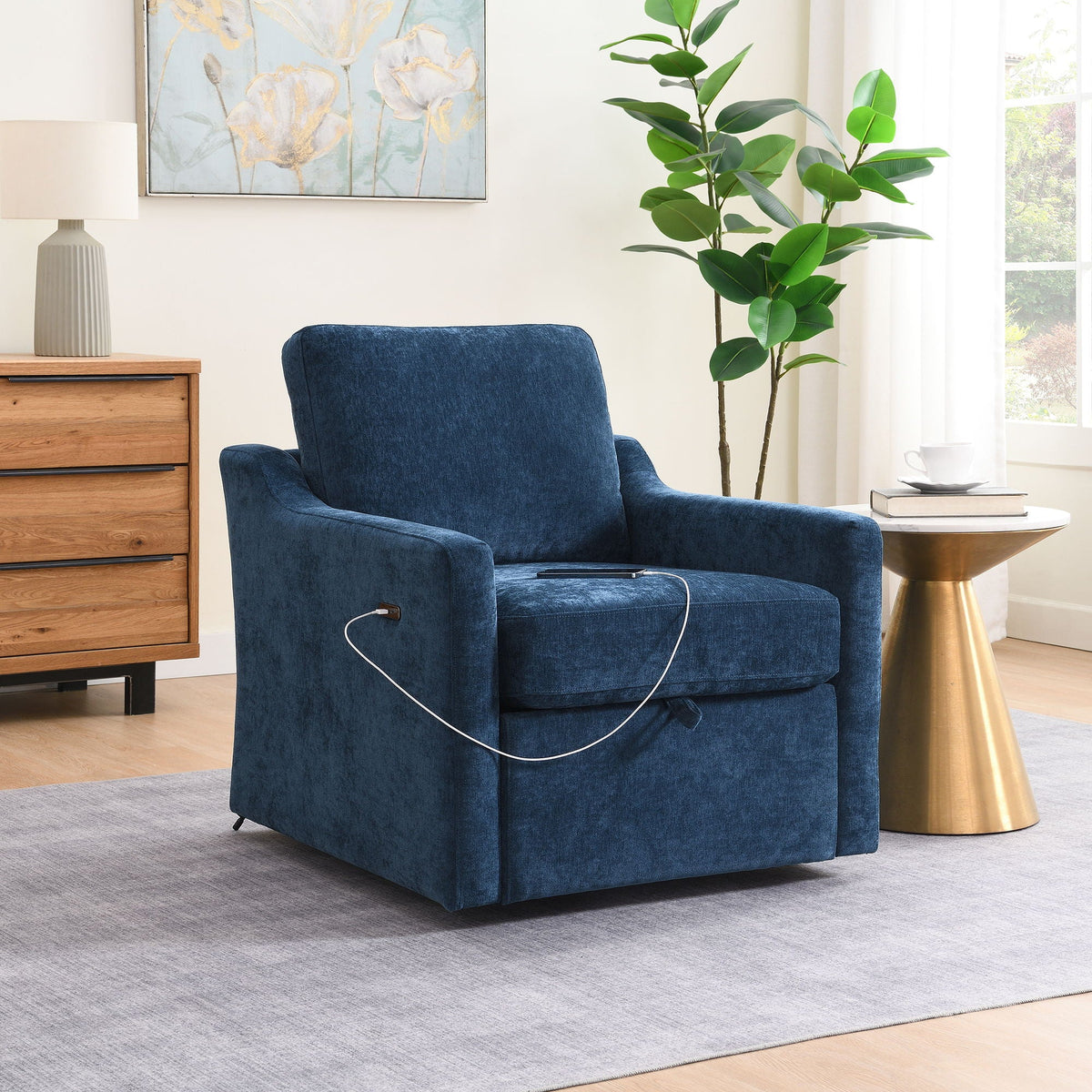 Swivel Arm Chair With Soft, Comfy Accent Chair For Living Room Home Essentials