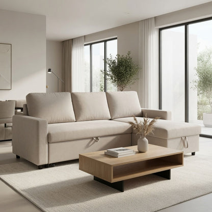 L - Shaped Convertible Sofa Bed With Storage Chaise Home Essentials