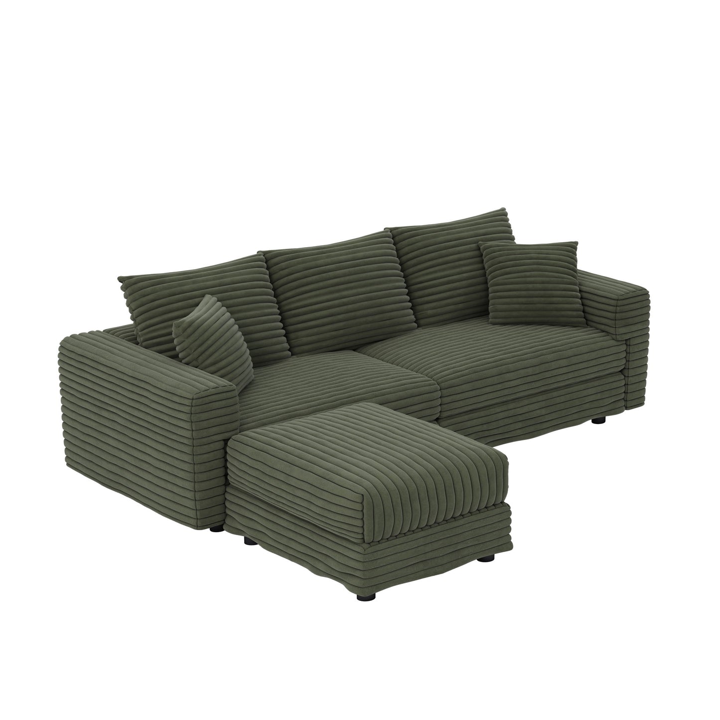 Convertible Deep Seat Sofa With Soft Pillows And Ottomans Home Essentials