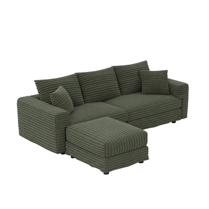 Convertible Deep Seat Sofa With Soft Pillows And Ottomans Home Essentials