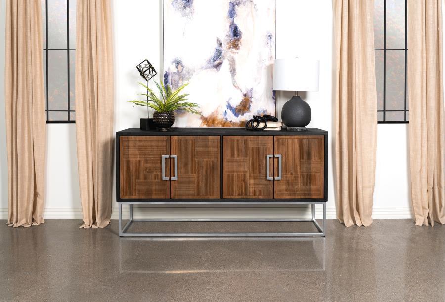 Borman - 4 Door Wood Accent Cabinet - Walnut And Black Coaster Fine Furniture