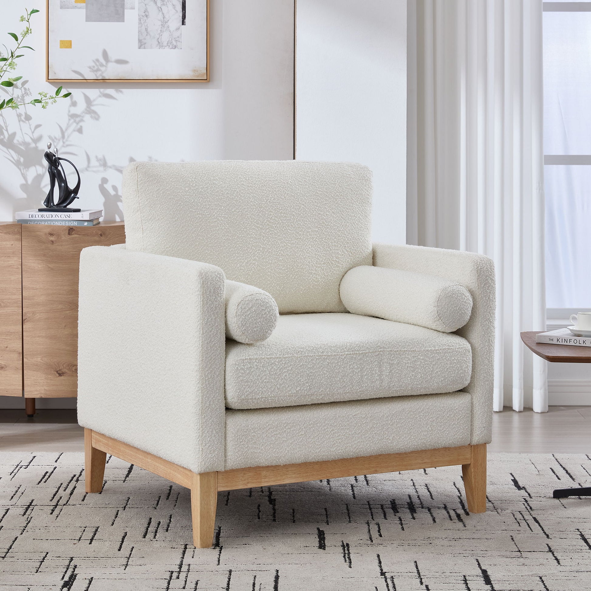 Wide Modern Performance Accent Chair With Natural Legs Home Essentials