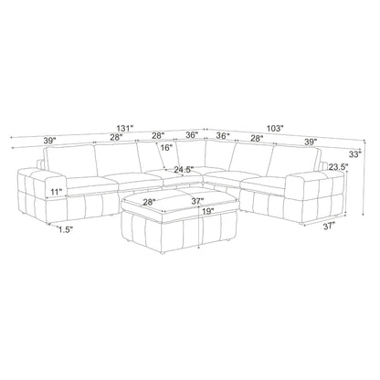 Large Square Arms Modular Sectional Home Essentials
