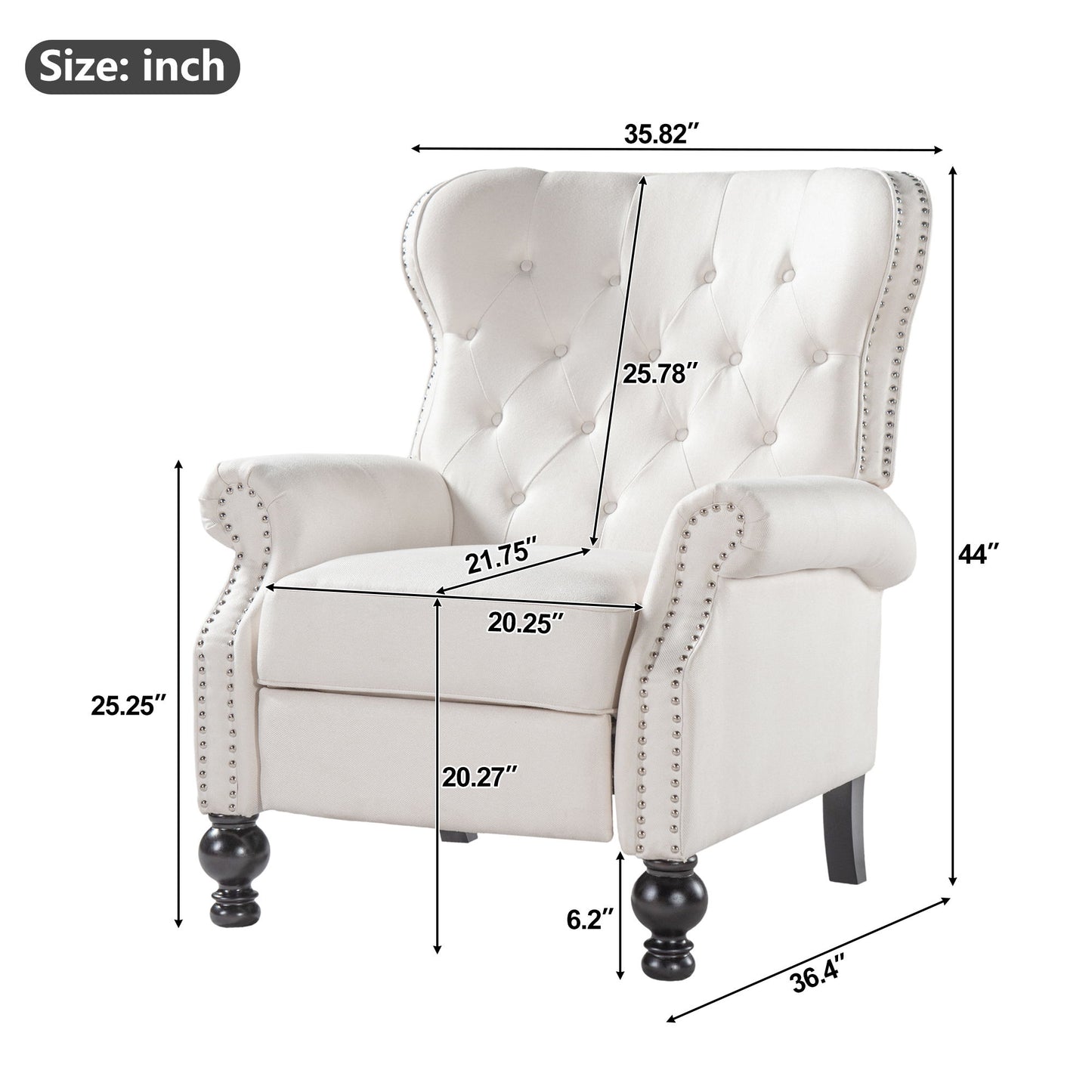 Modern Manual Push Back Recliner Chair Noble House