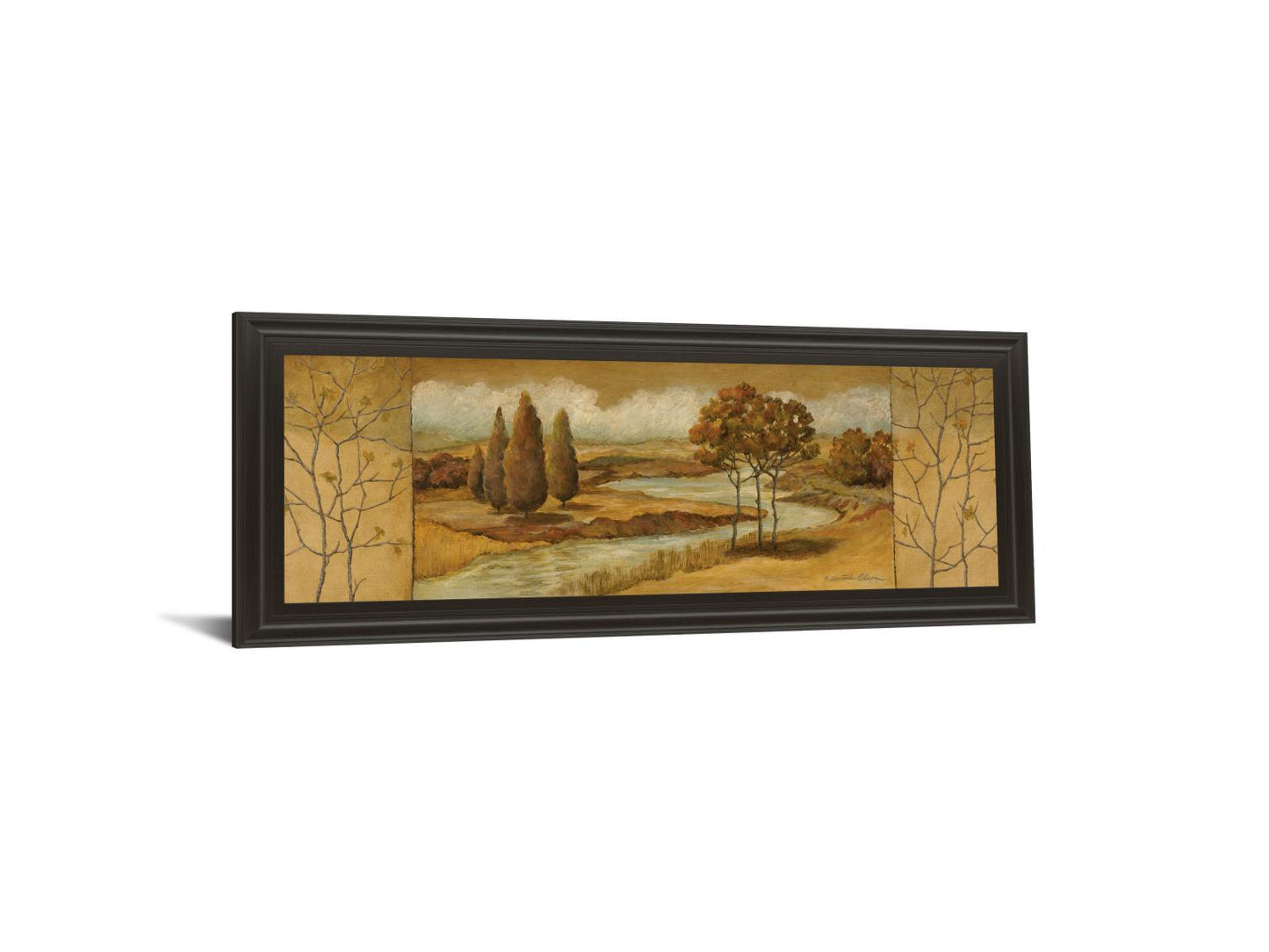 River Scene I - Framed Print Wall Art - Dark Brown