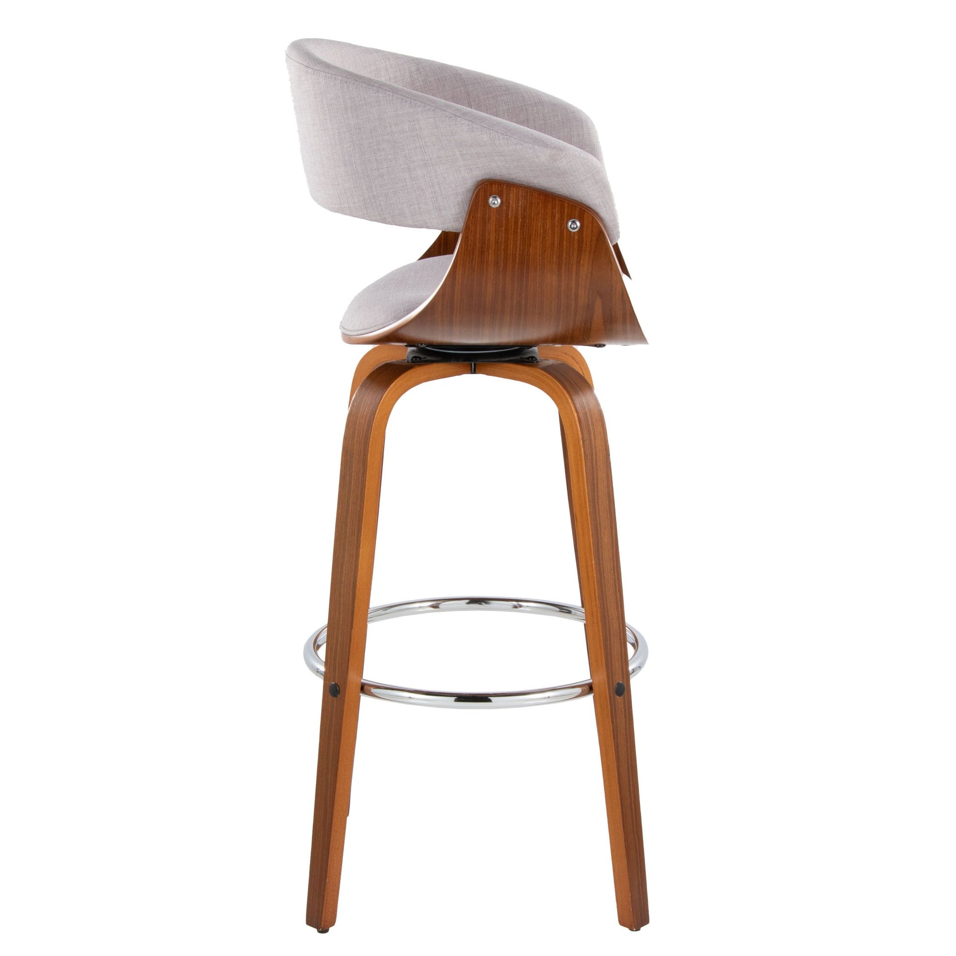 Vintage Mod - Mid Century Modern Fixed Height Barstool With Swivel With Round Footrest (Set of 2) Lumi Source