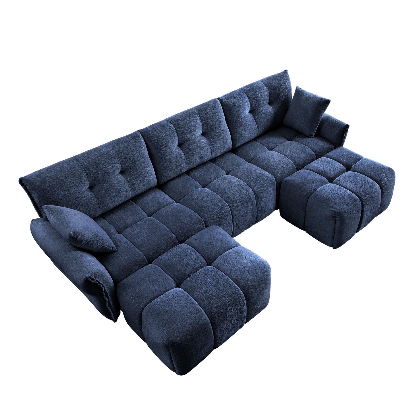 Sofa Set With Ottoman And Pillows, Textured, High Resilience Cushions Home Essentials