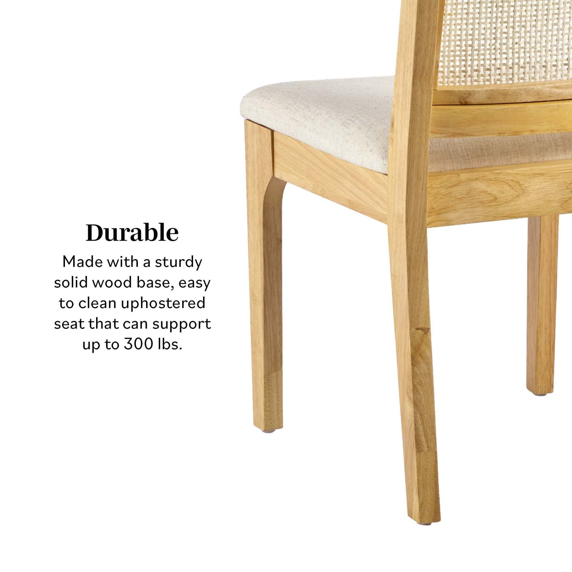 Modern Solid Wood Dining Chair With Rattan Inset Back (Set of 2) Walker Edison