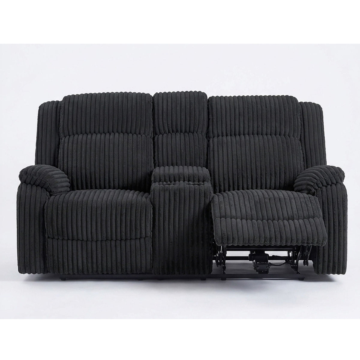 Motion Loveseat Recliner With Console Soft Seat Upholstered For Living Room - Black Home Essentials