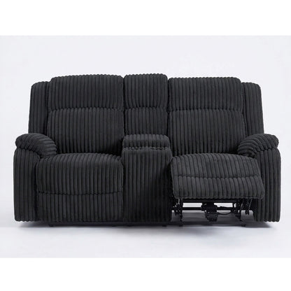 Motion Loveseat Recliner With Console Soft Seat Upholstered For Living Room - Black Home Essentials