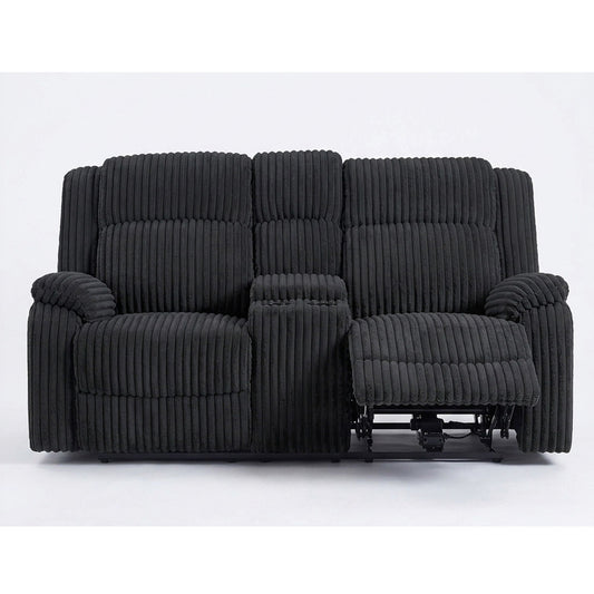 Motion Loveseat Recliner With Console Soft Seat Upholstered For Living Room - Black Home Essentials