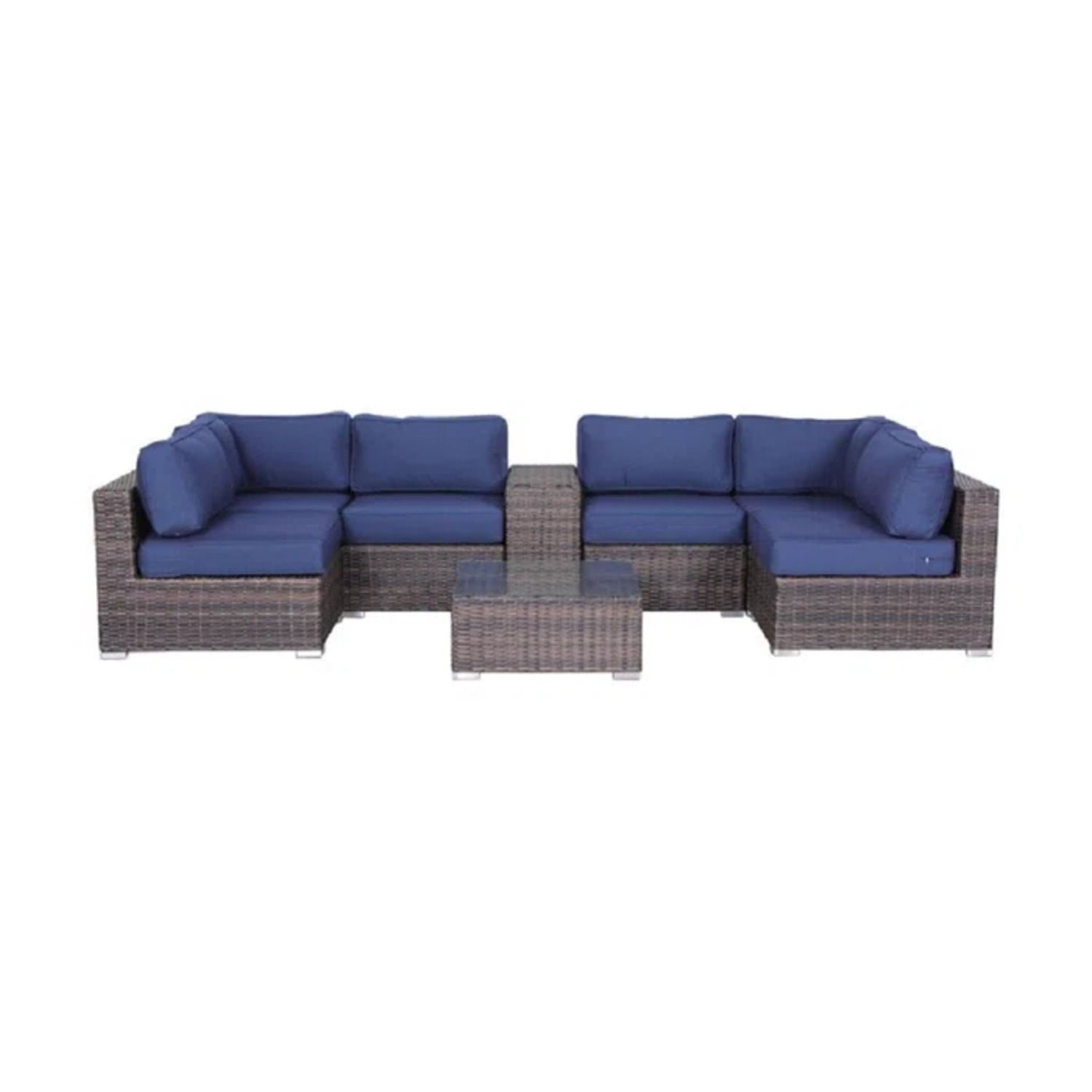 Elegant 4 Person Wicker Patio Seating Set With Cushions And Glass Top Table LSI Patio Furniture