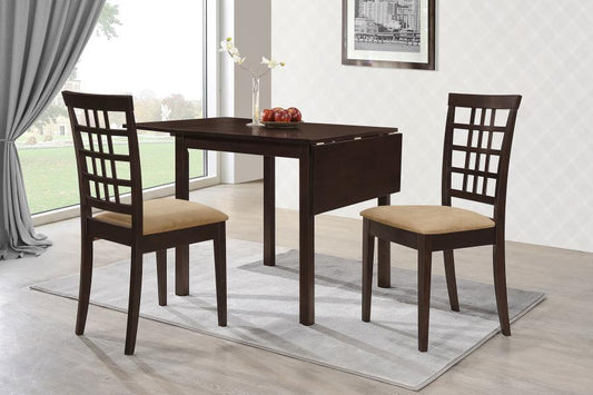 Kelso - 3 Piece Drop Leaf Dining Table Set - Cappuccino CoasterEveryday