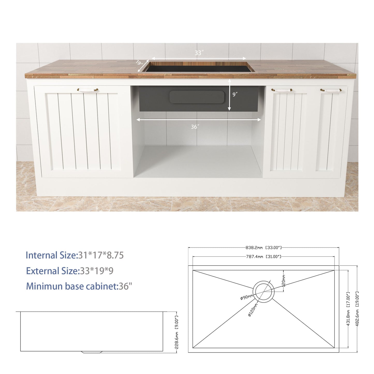 Modern Style Undermount Sink With Stainless Steel, Deep Single Bowl Daily Nest