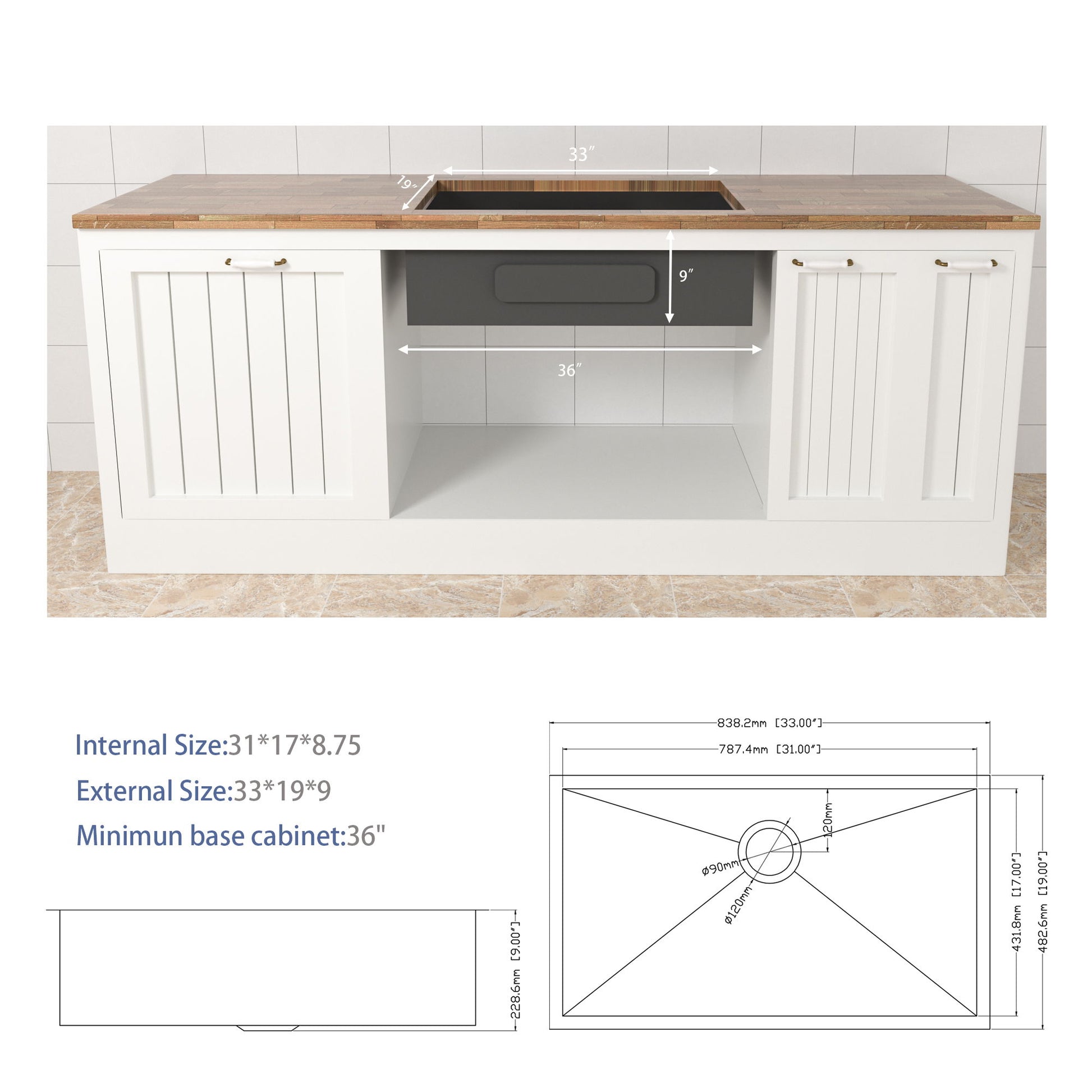 Modern Style Undermount Sink With Stainless Steel, Deep Single Bowl Daily Nest