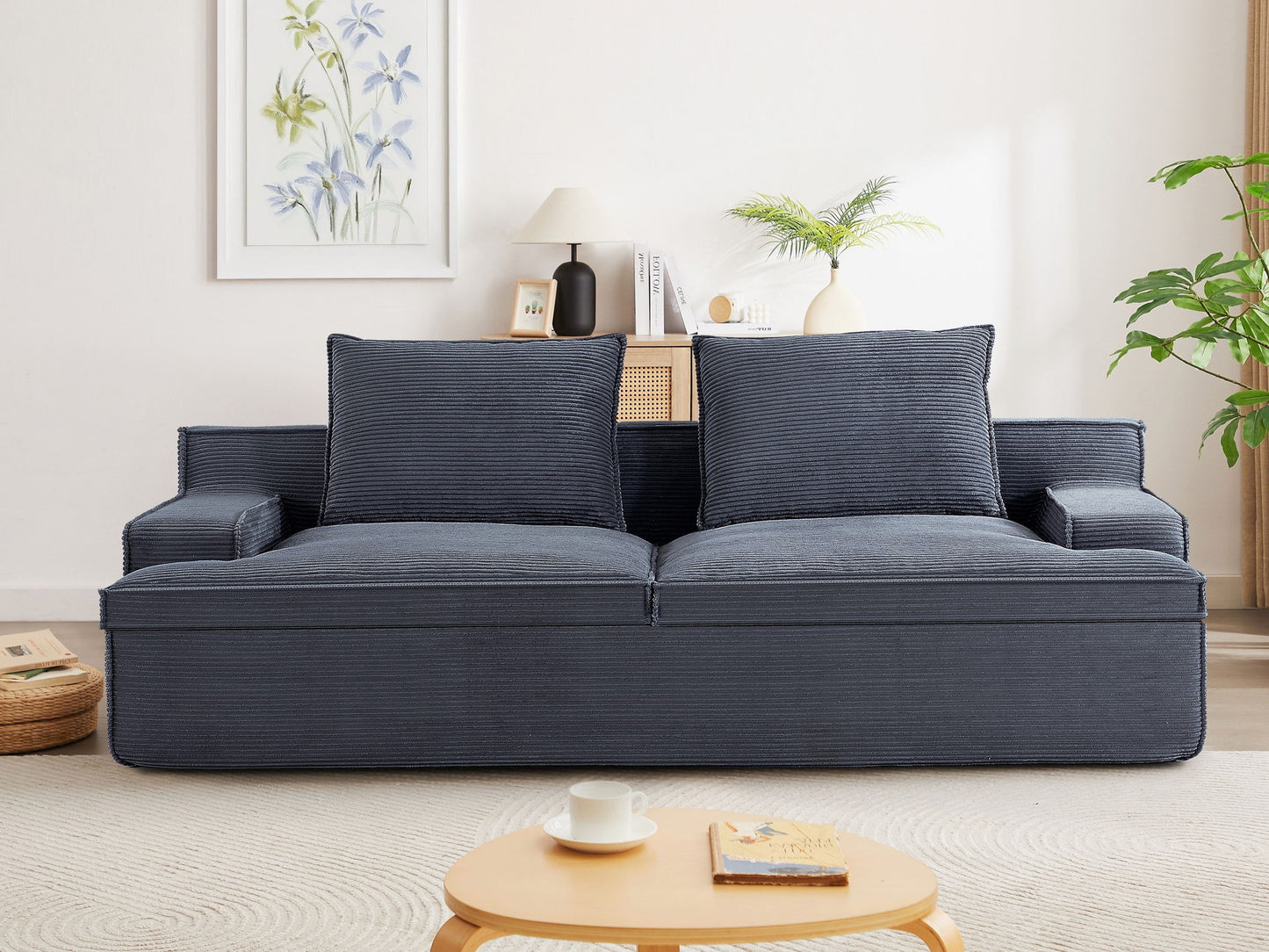 Nimbus - Oversized Full Foam 4 Seater Couch For Living Room Upholstered In Soft Corduroy, Wide Armrests US Pride
